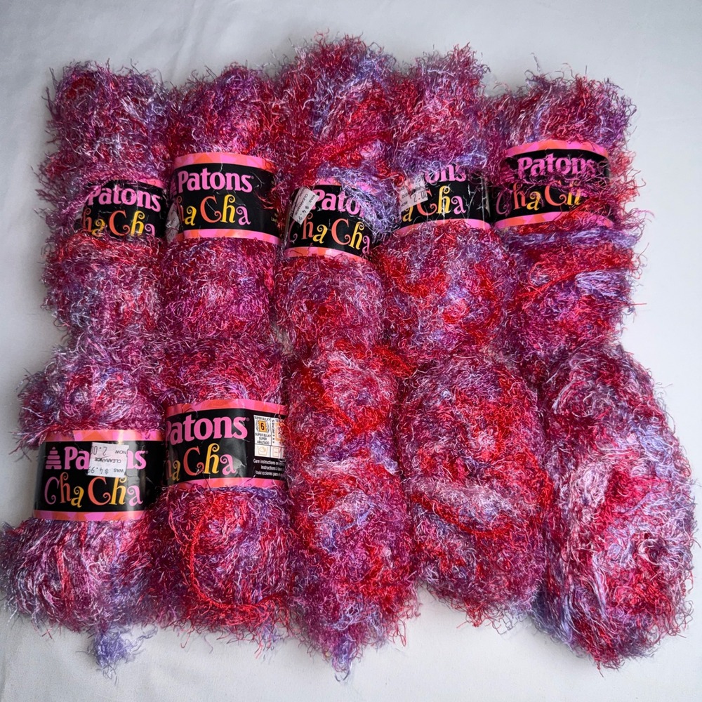 Patons Cha Cha Yarn Be Bop Pink Purple Red Super Bulky 10 Skeins Lot 02003